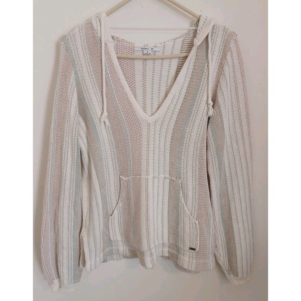 O’Neill Baja Striped Hoodie Womens Small V Neck Beach Surf Coastal Boho Hippie